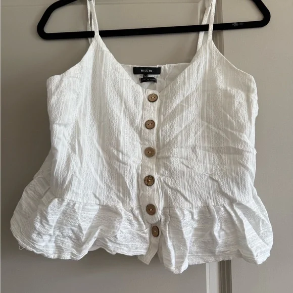 Miss Me White Buttoned Peplum Camisole - Picture 1 of 4